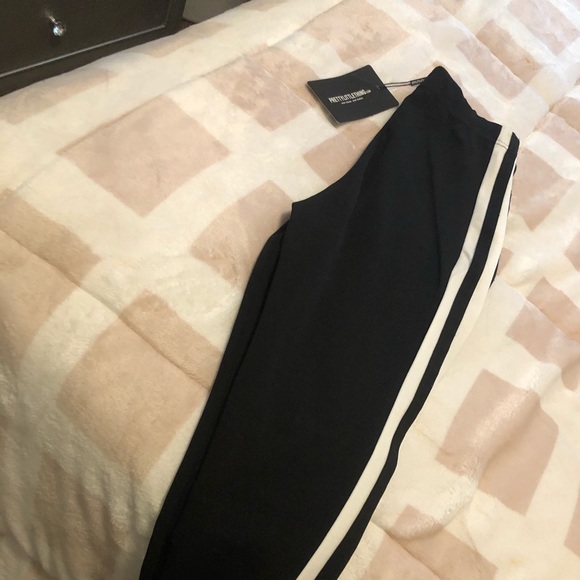 Black w White Striped Pants - 2. - Picture 2 of 3